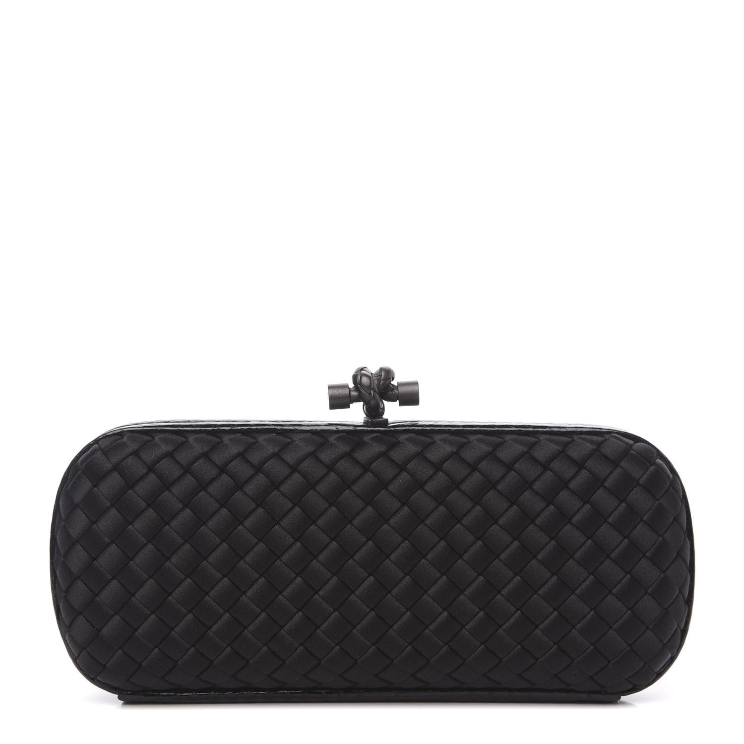 Bottega Veneta Satin Ayers Intreccio Impero Stretch Knot Clutch Black 1 of 8