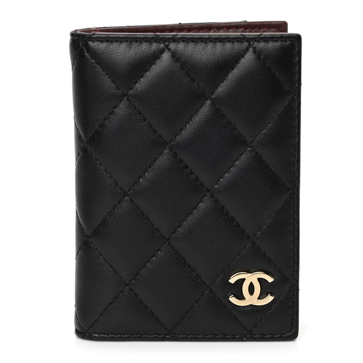 Lambskin Quilted Card Holder Wallet Black
