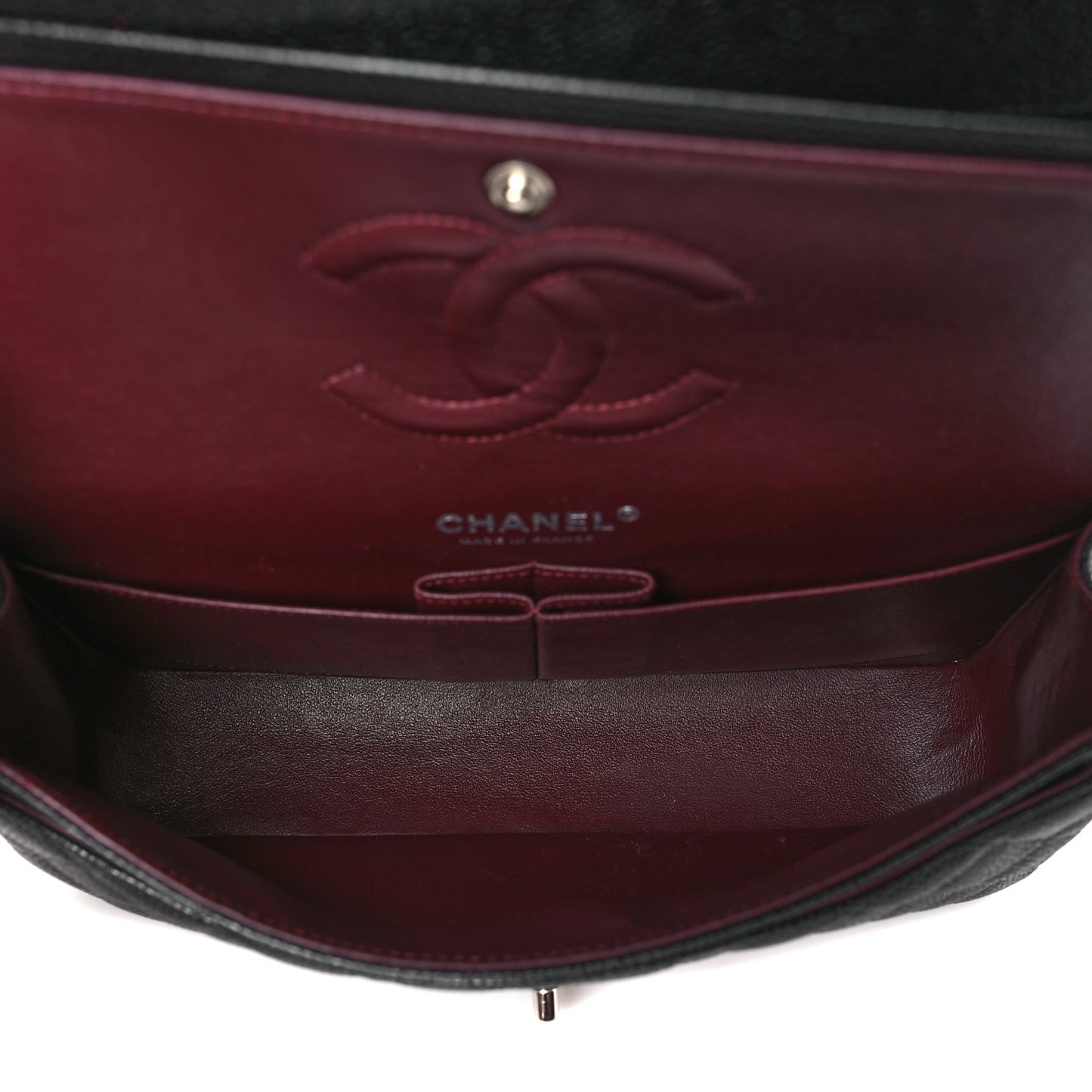Caviar Quilted Medium Double Flap Black