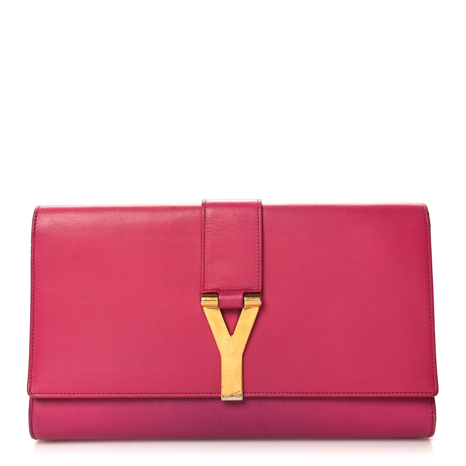Saint Laurent Calfskin Classic Y Ligne Clutch Fuchsia 1 of 12