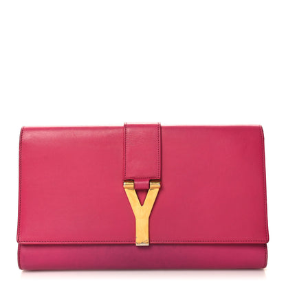 Saint Laurent Calfskin Classic Y Ligne Clutch Fuchsia 1 of 12