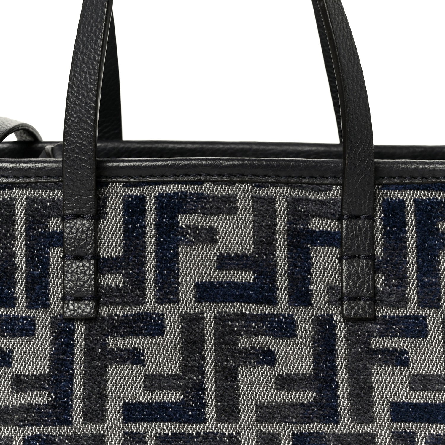 Fendi Chenille Vitello Santa Barbara FF Mini Roll Tote Navy 9 of 11