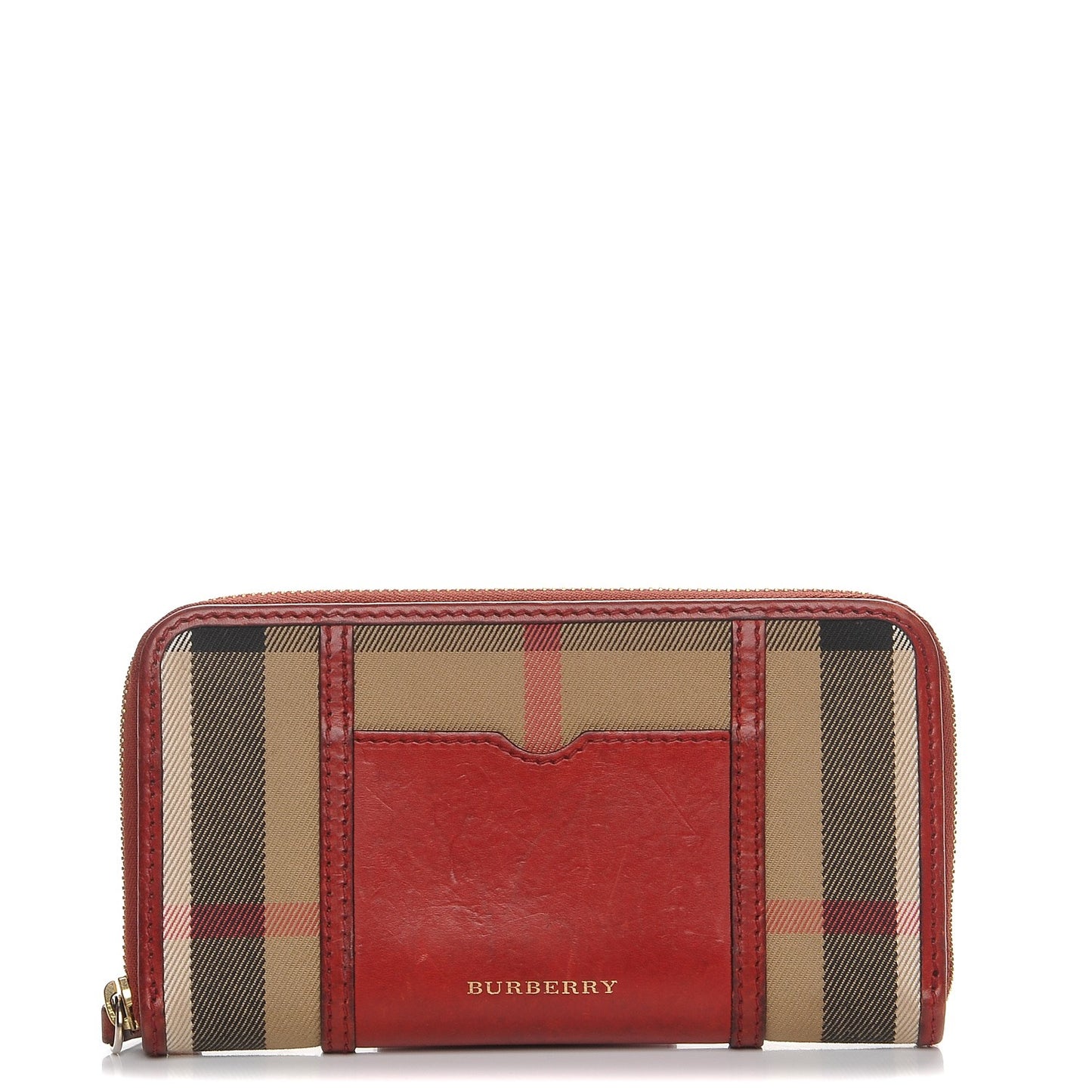House Check Large Sartorial Ziggy Zip Around Wallet Military Red