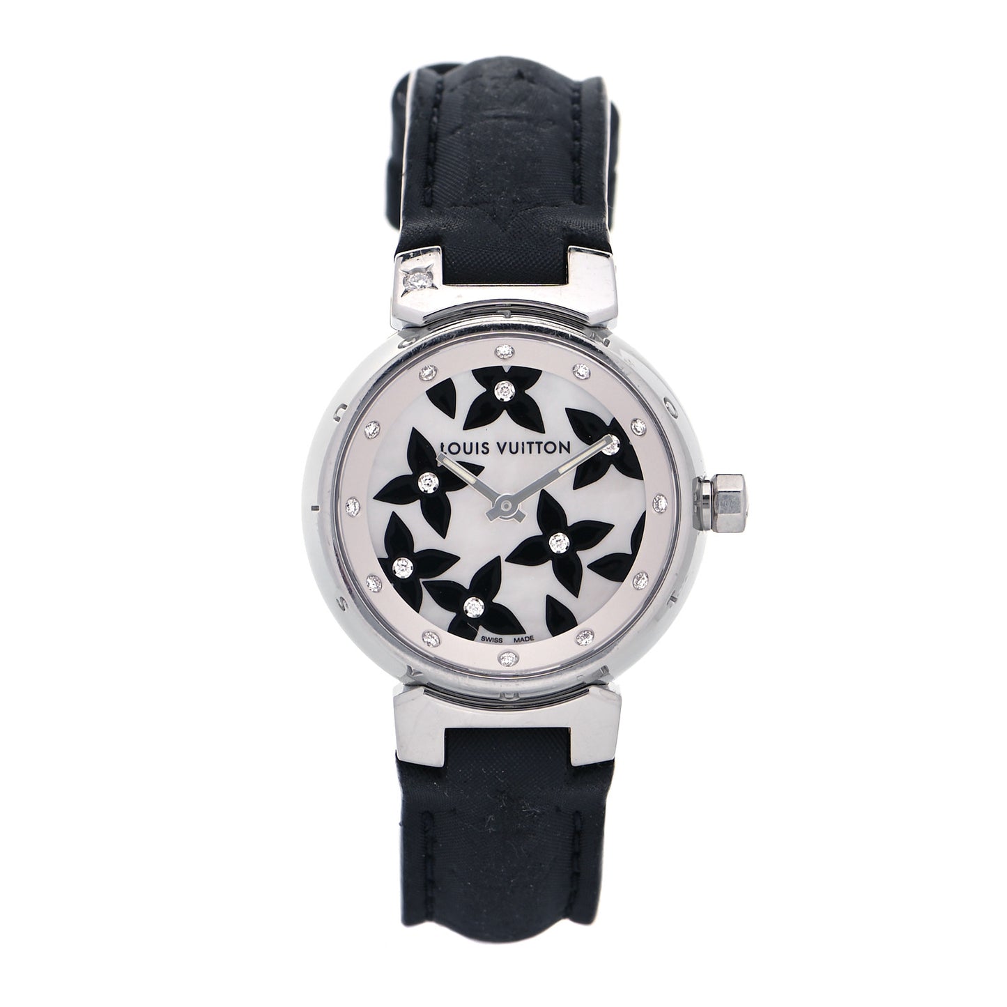 Stainless Steel Douceur Diamond Mother of Pearl 28mm Tambour Lovely Quartz Watch