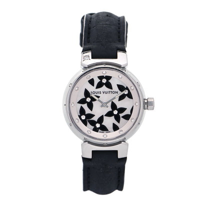 Louis Vuitton Stainless Steel Douceur Diamond Mother of Pearl 28mm Tambour Lovely Quartz Watch 1 of 5