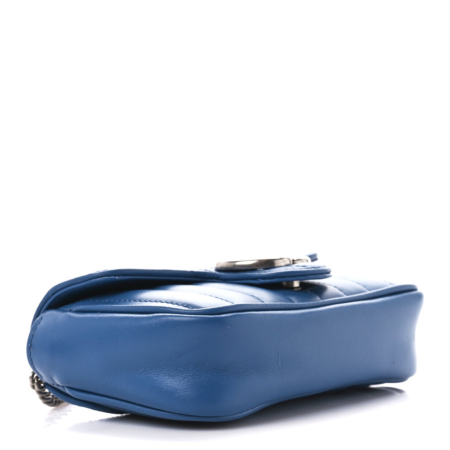 Calfskin Matelasse Aria Super Mini GG Marmont Shoulder Bag Clear Blue