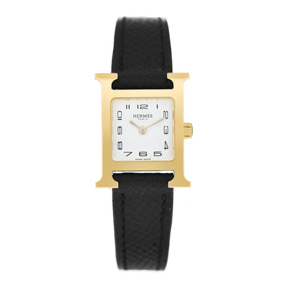 Hermes Stainless Steel Epsom 17.2mm Heure H Hour Quartz Watch Noir 1 of 5
