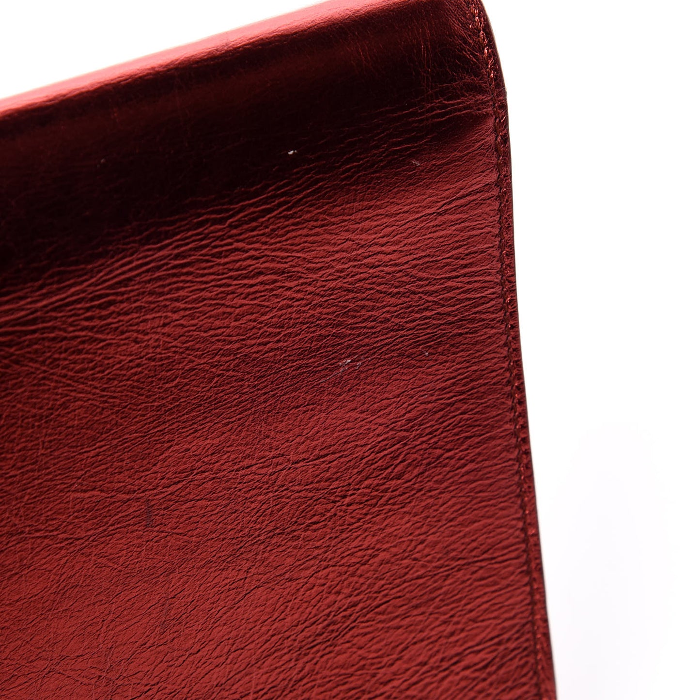 Metallic Calfskin Large Belle De Jour Clutch Red