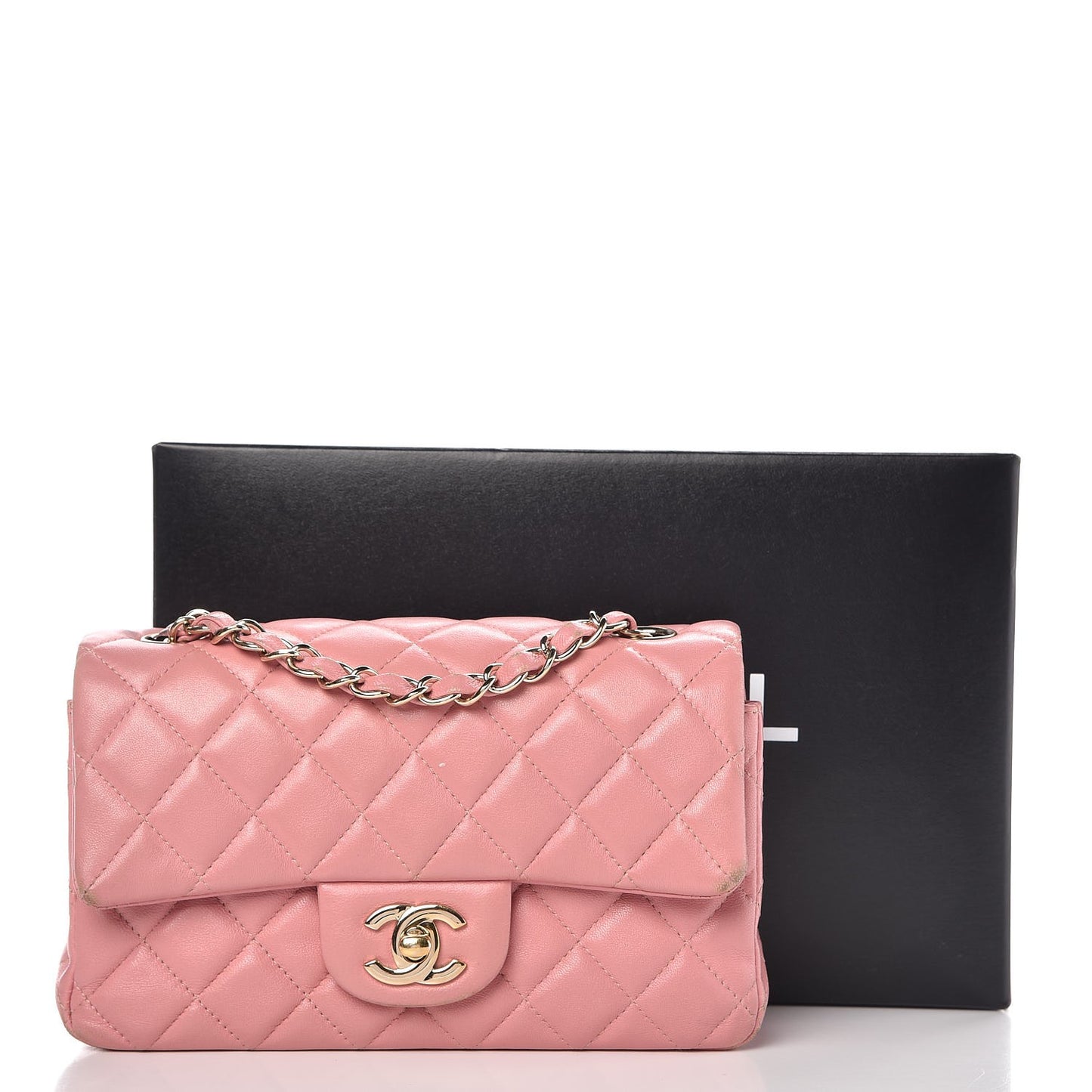 Lambskin Quilted Mini Rectangular Flap Pink