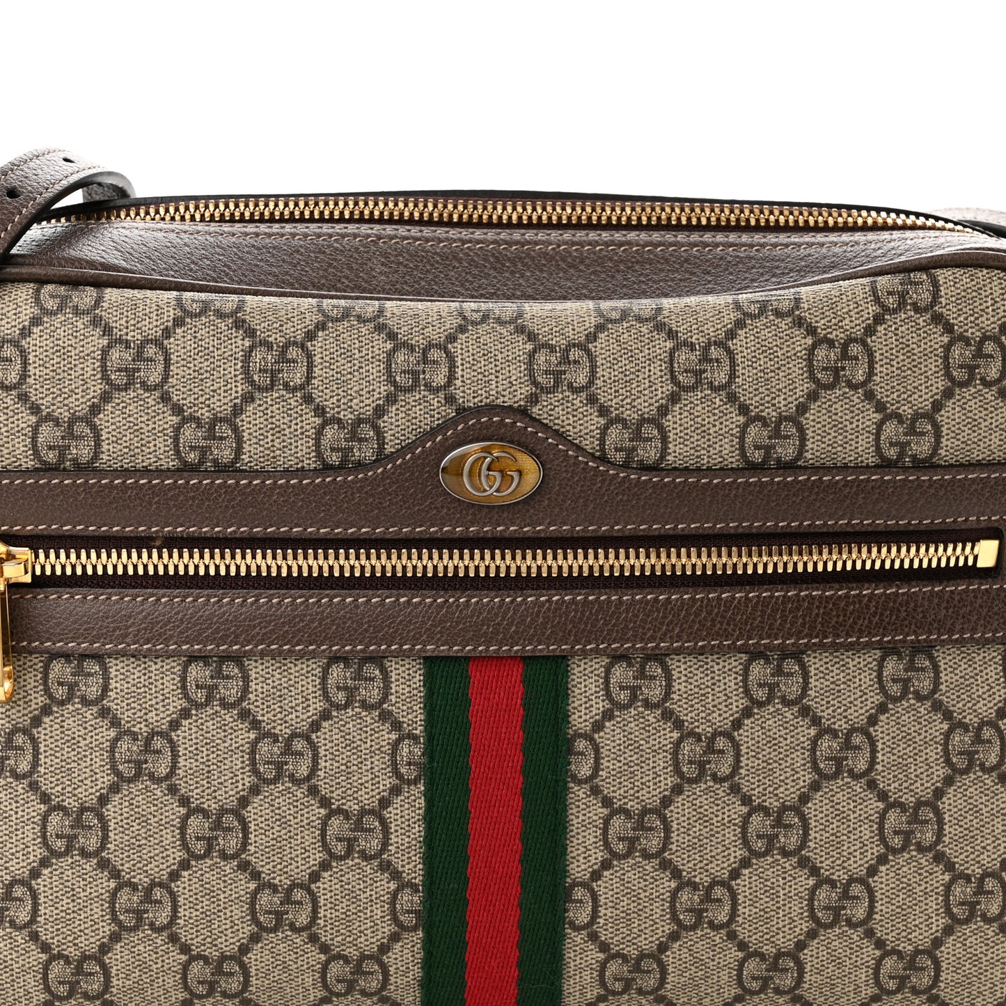 GG Supreme Monogram Web Small Ophidia Shoulder Bag Brown