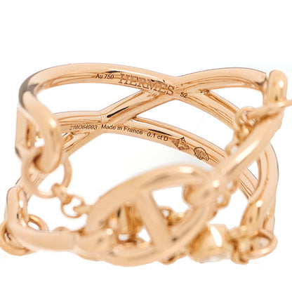 Hermes 18K Rose Gold Diamond MM Chaine d'Ancre Chaos Ring 52 6 3 of 3