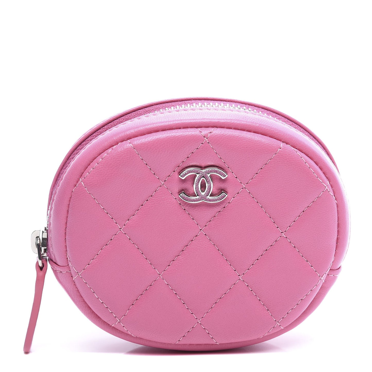 Lambskin Quilted Zip Around Classic Coin Purse Pink