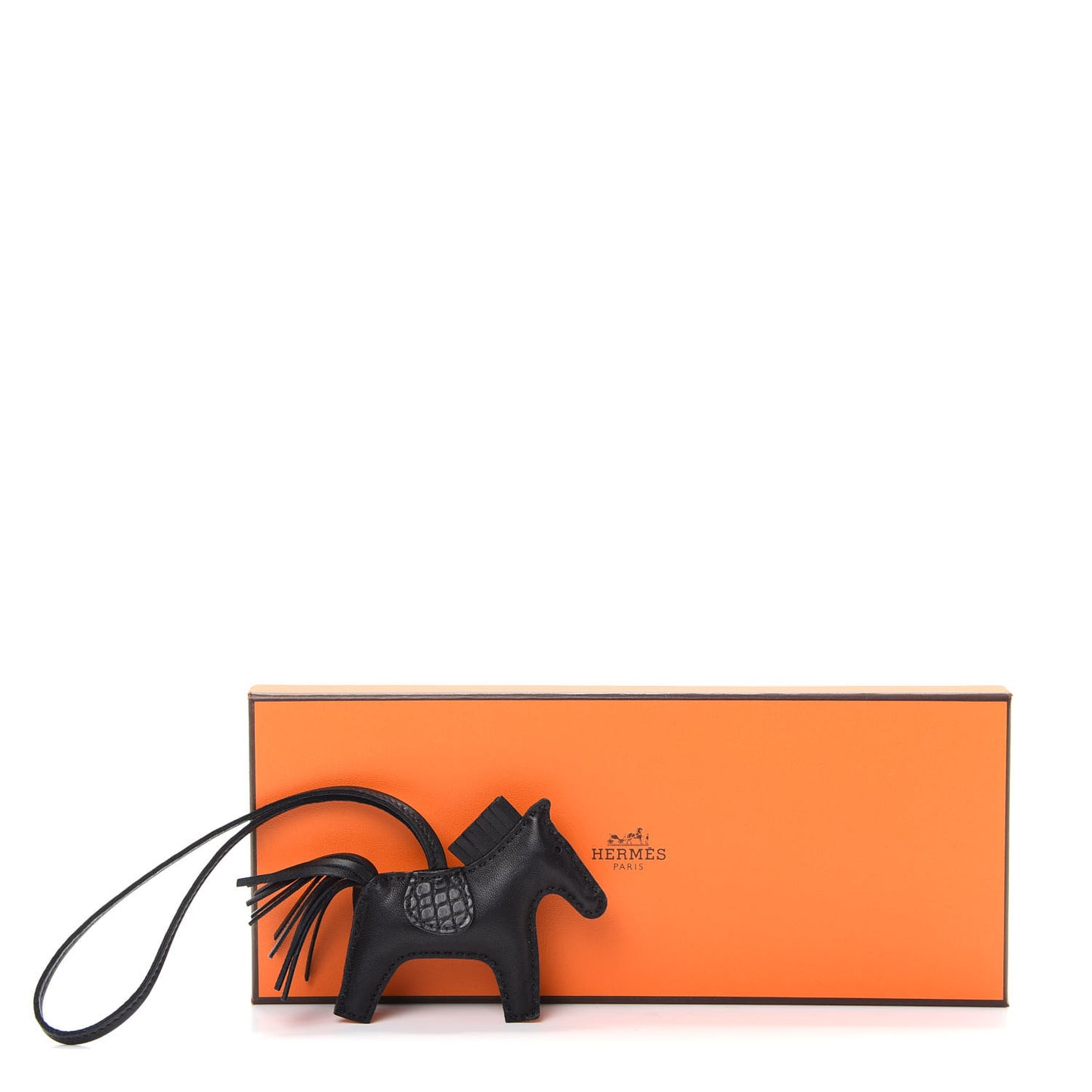 Milo Lambskin Matte Alligator Touch Grigri Rodeo Horse Bag Charm PM So Black