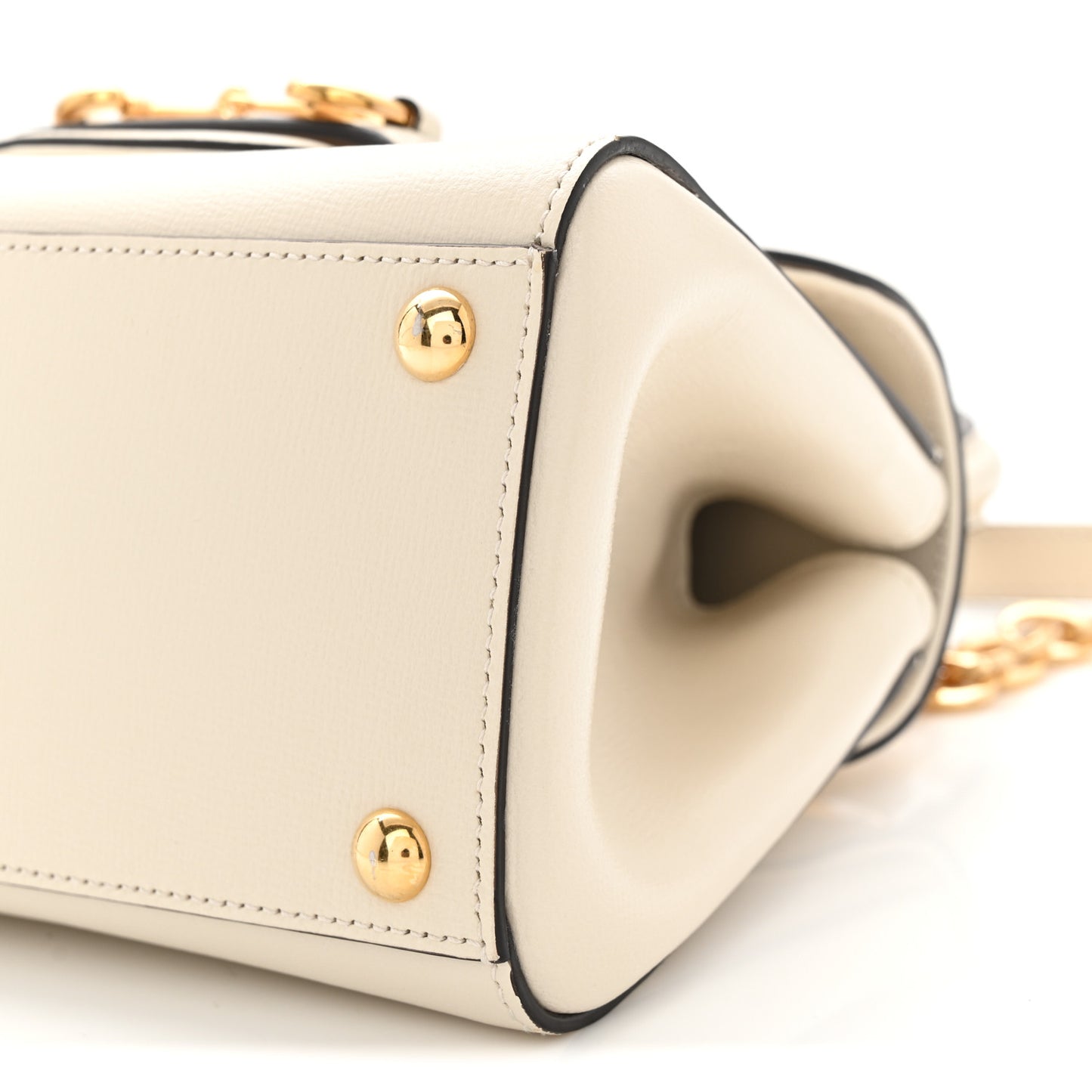 Glazed Textured Calfskin Mini Horsebit 1955 Top Handle Flap Bag Mystic White