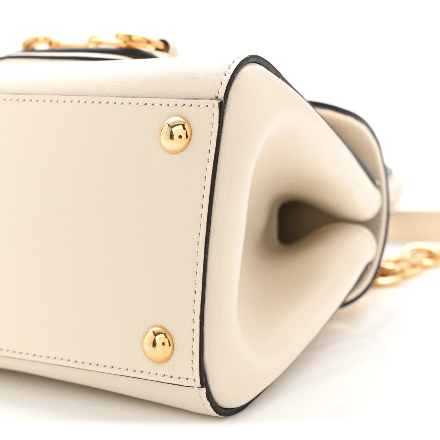 Gucci Glazed Textured Calfskin Mini Horsebit 1955 Top Handle Flap Bag Mystic White 10 of 11