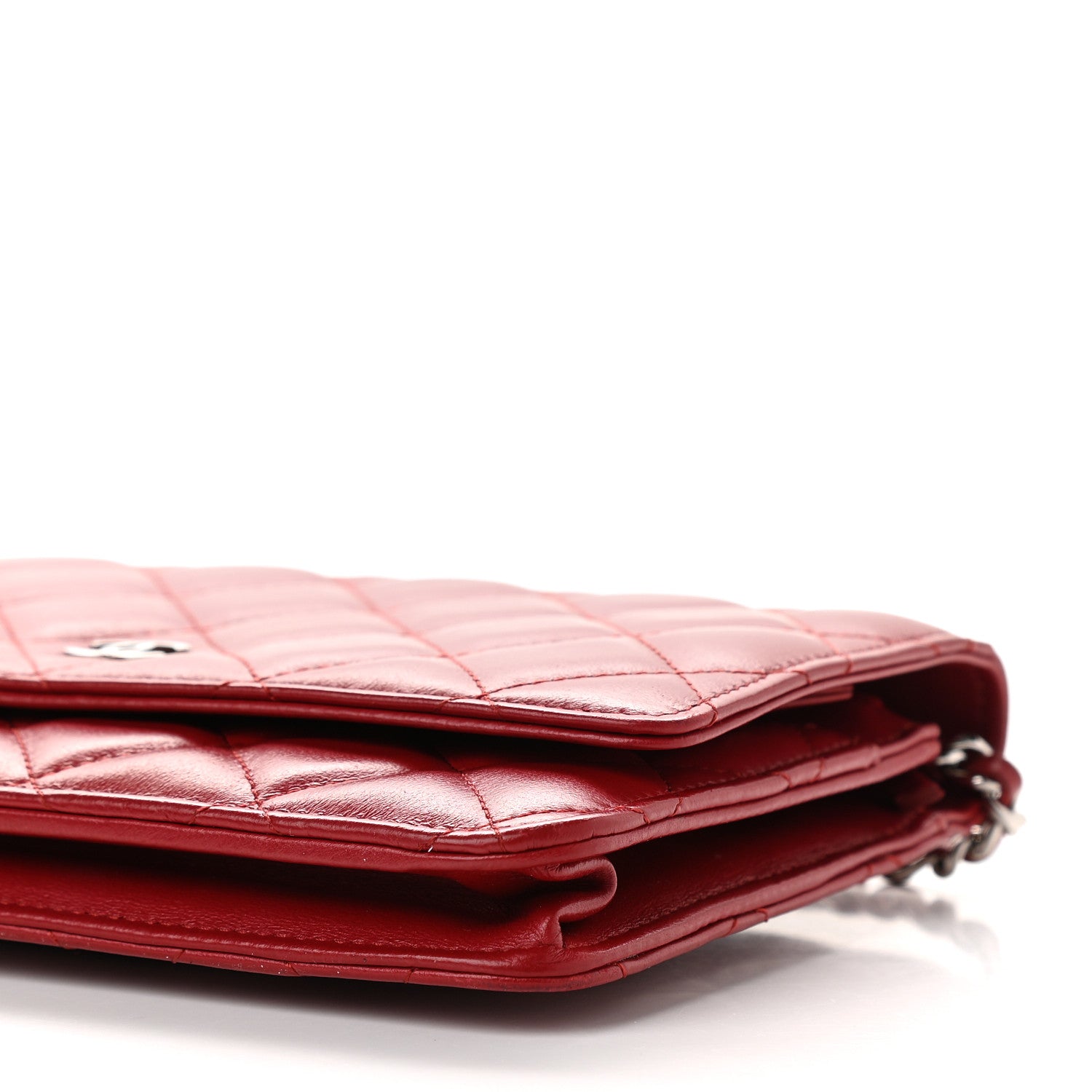 Chanel Lambskin Quilted Wallet On Chain WOC Red 10 of 10