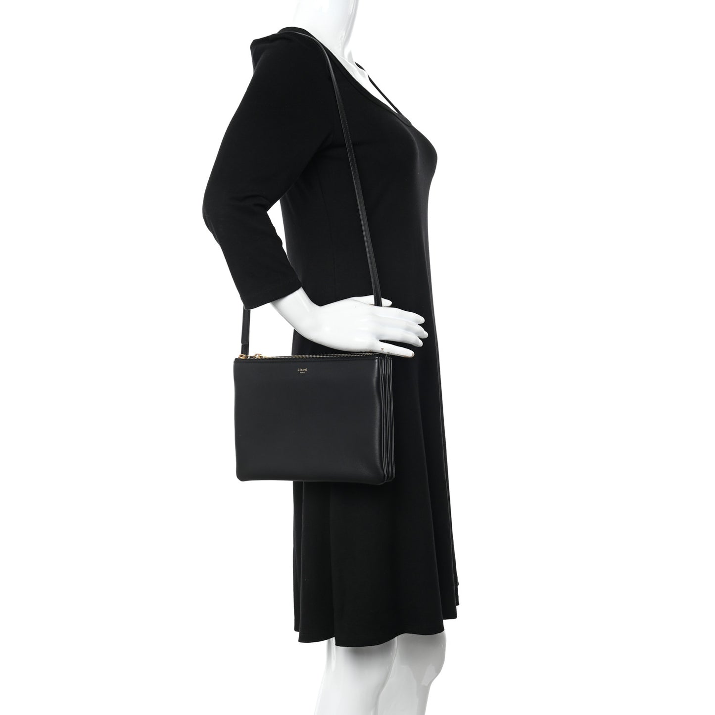 Lambskin Large Trio Crossbody Bag Black