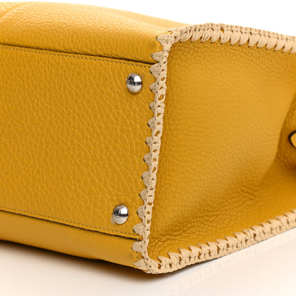 Fendi Cuoio Romano Selleria Raffia Bi-Color Woven Medium Peekaboo X-Lite Sunflower Paglia 16 of 25