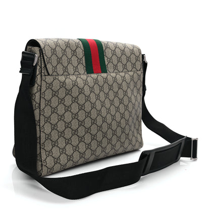 Gucci GG Supreme Monogram Web Flap Messenger Bag Black 3 of 9