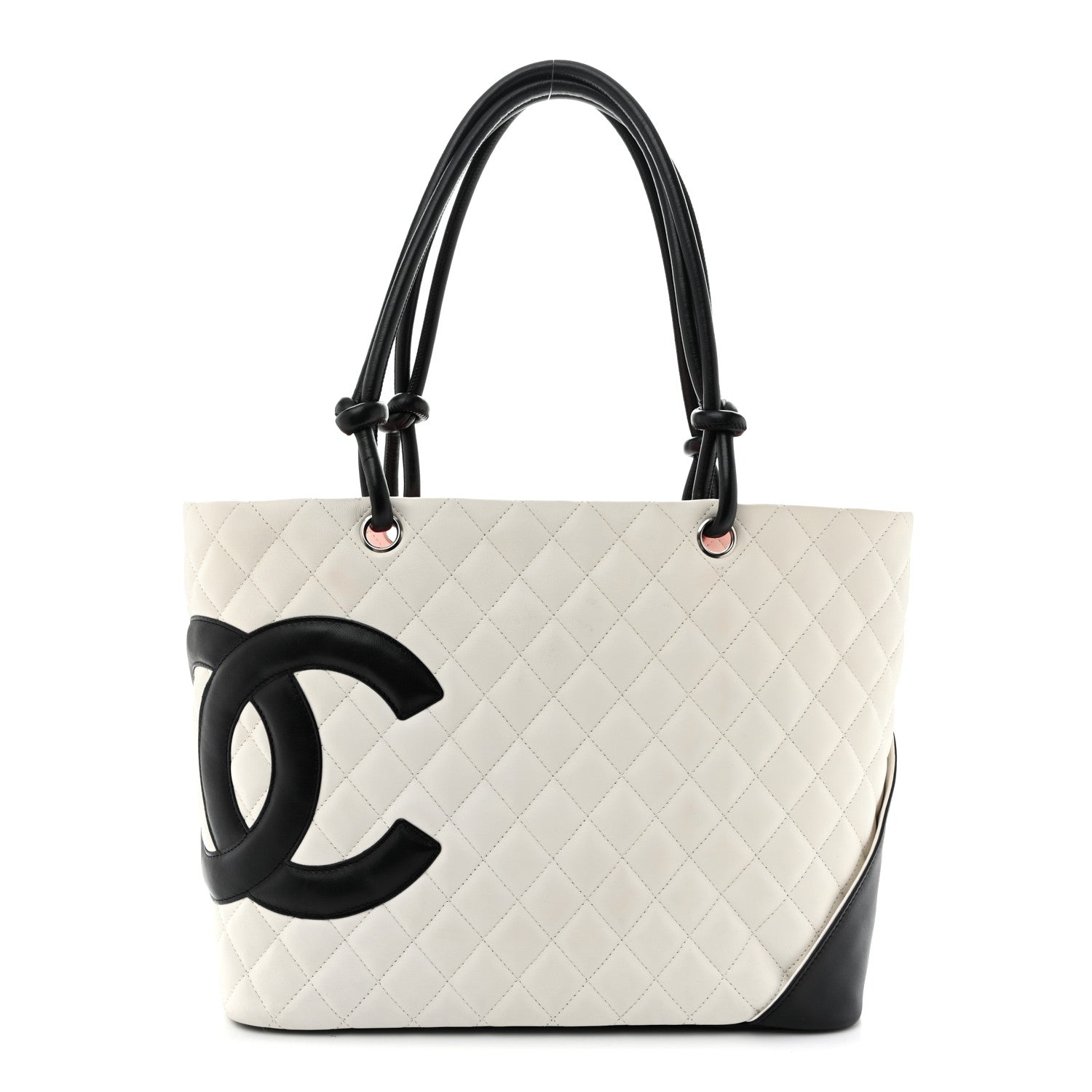 Chanel Calfskin Quilted Large Cambon Tote White Black 1 of 13