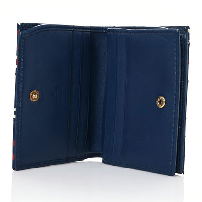 Gucci Calfskin Matelasse GucciGhost GG Marmont Card Case Blue Agata Hibiscus Red 5 of 19