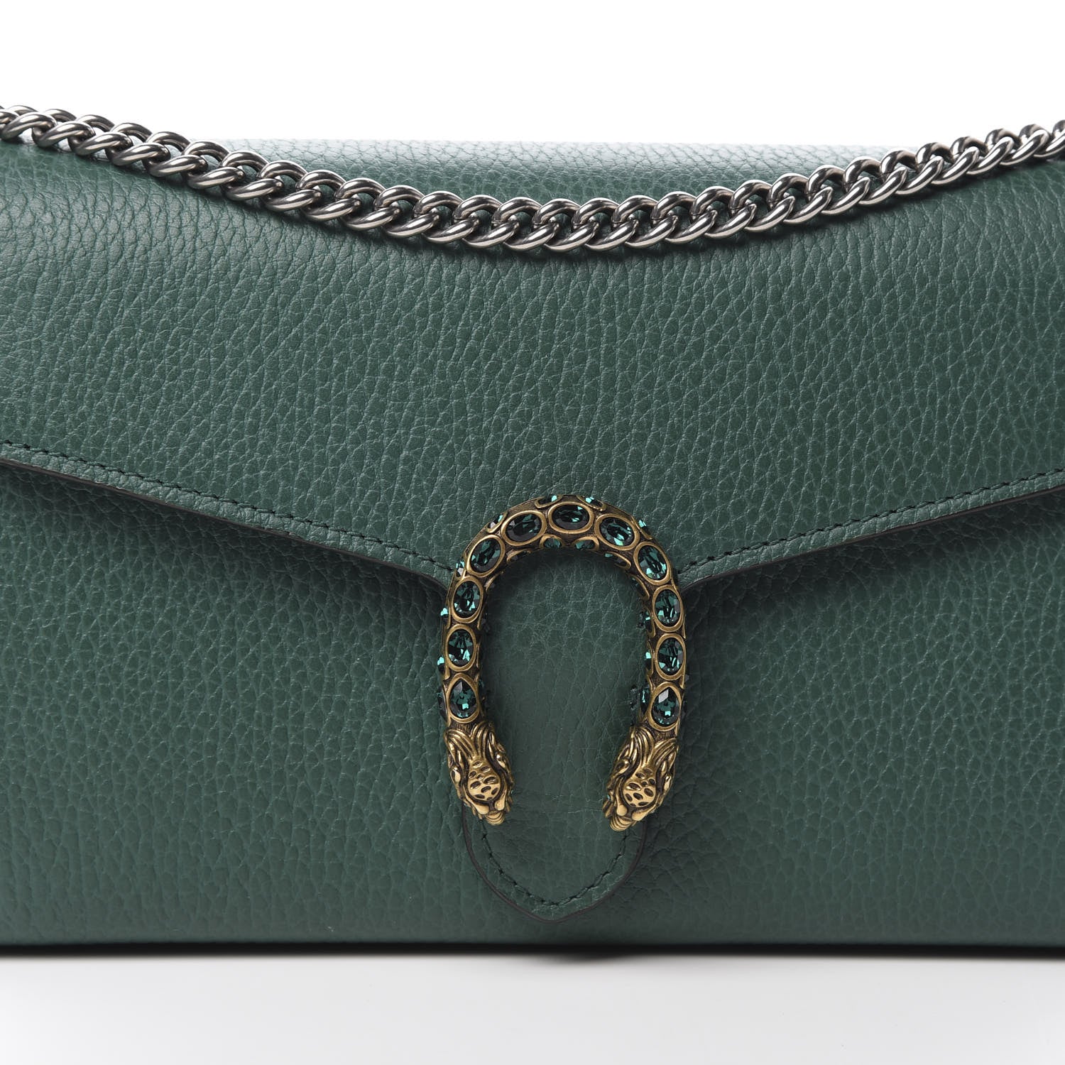 Gucci Calfskin Mini Dionysus Chain Wallet Emerald 8 of 11