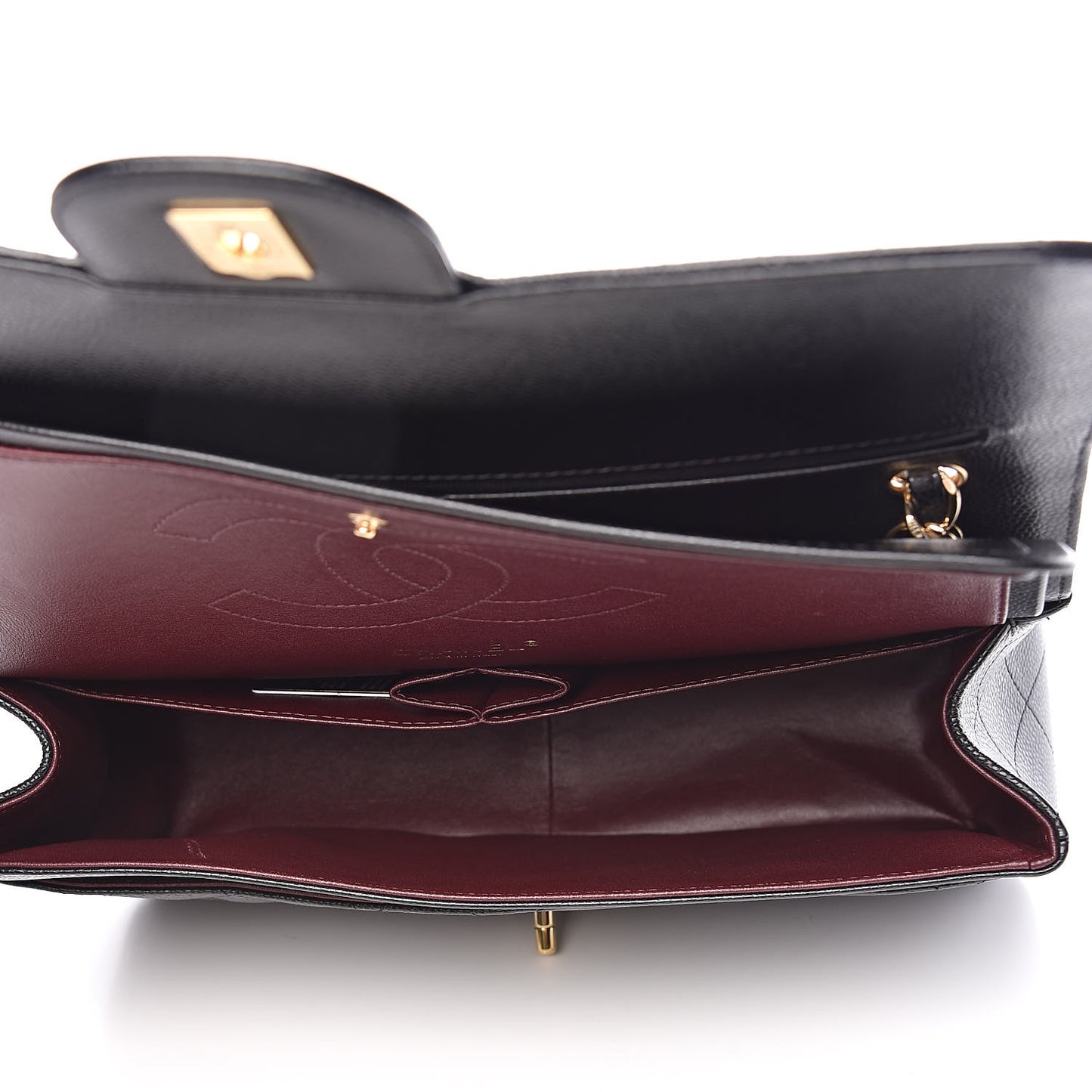 Caviar Quilted Jumbo Double Flap Black