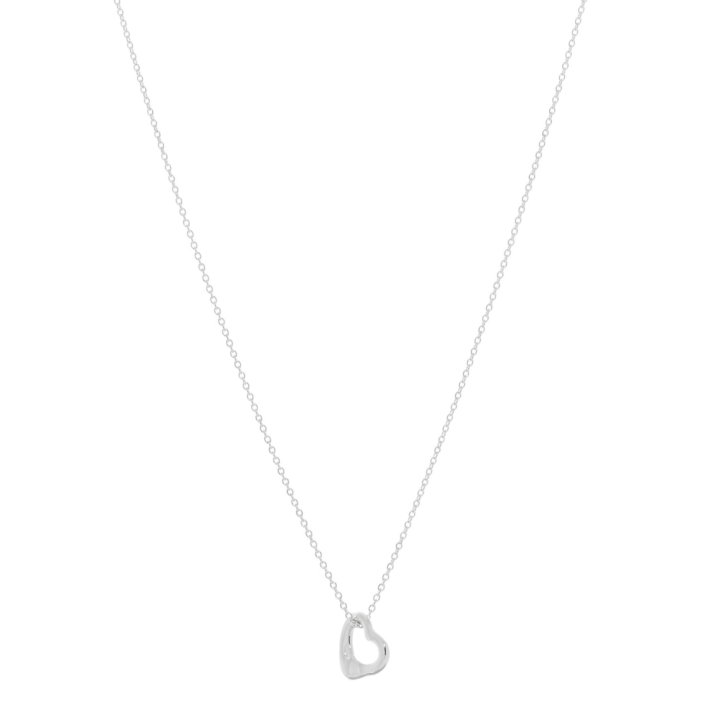 Sterling Silver 11mm Elsa Peretti Open Heart Pendant Necklace