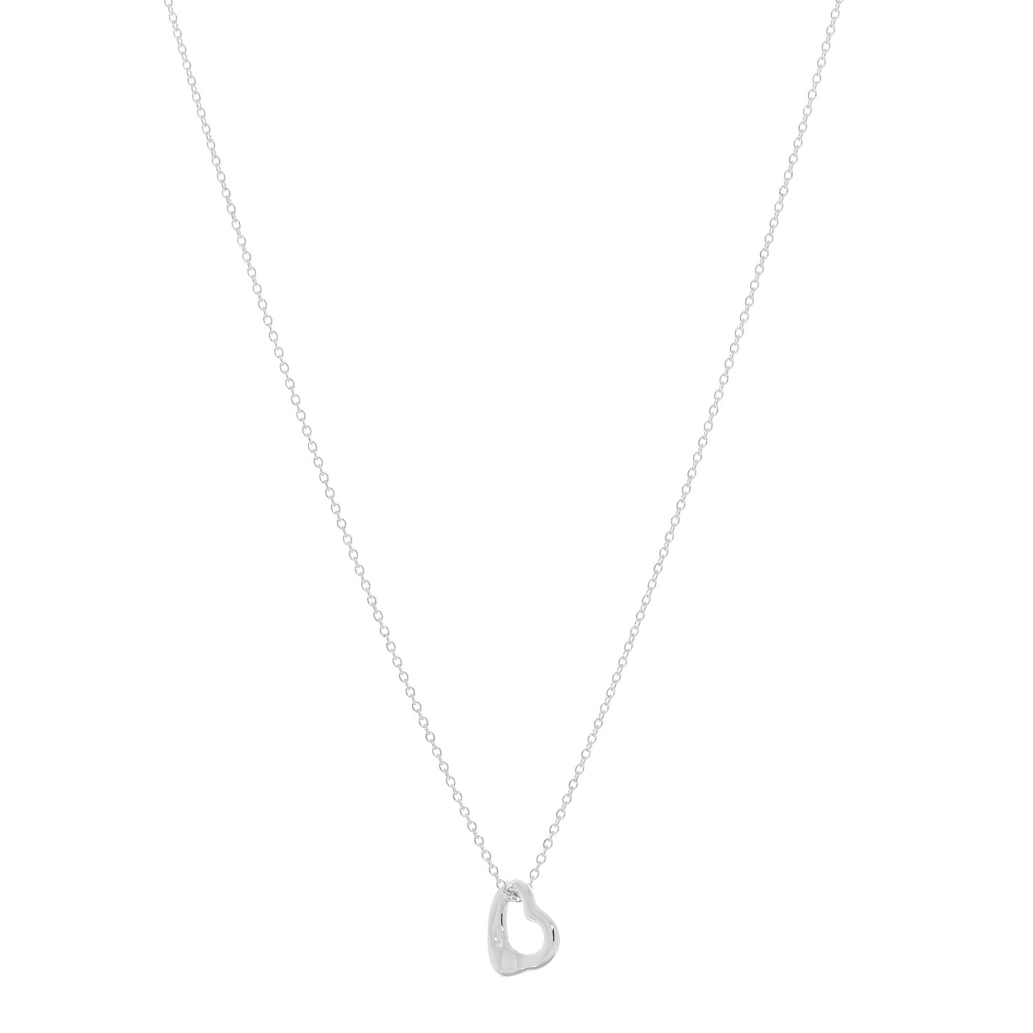 Tiffany Sterling Silver 11mm Elsa Peretti Open Heart Pendant Necklace 1 of 5