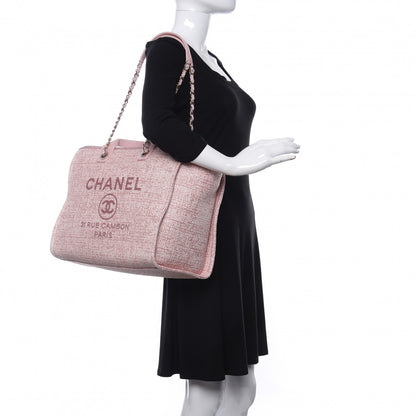 Chanel Lurex Boucle Deauville Medium Tote Pink 1 of 8