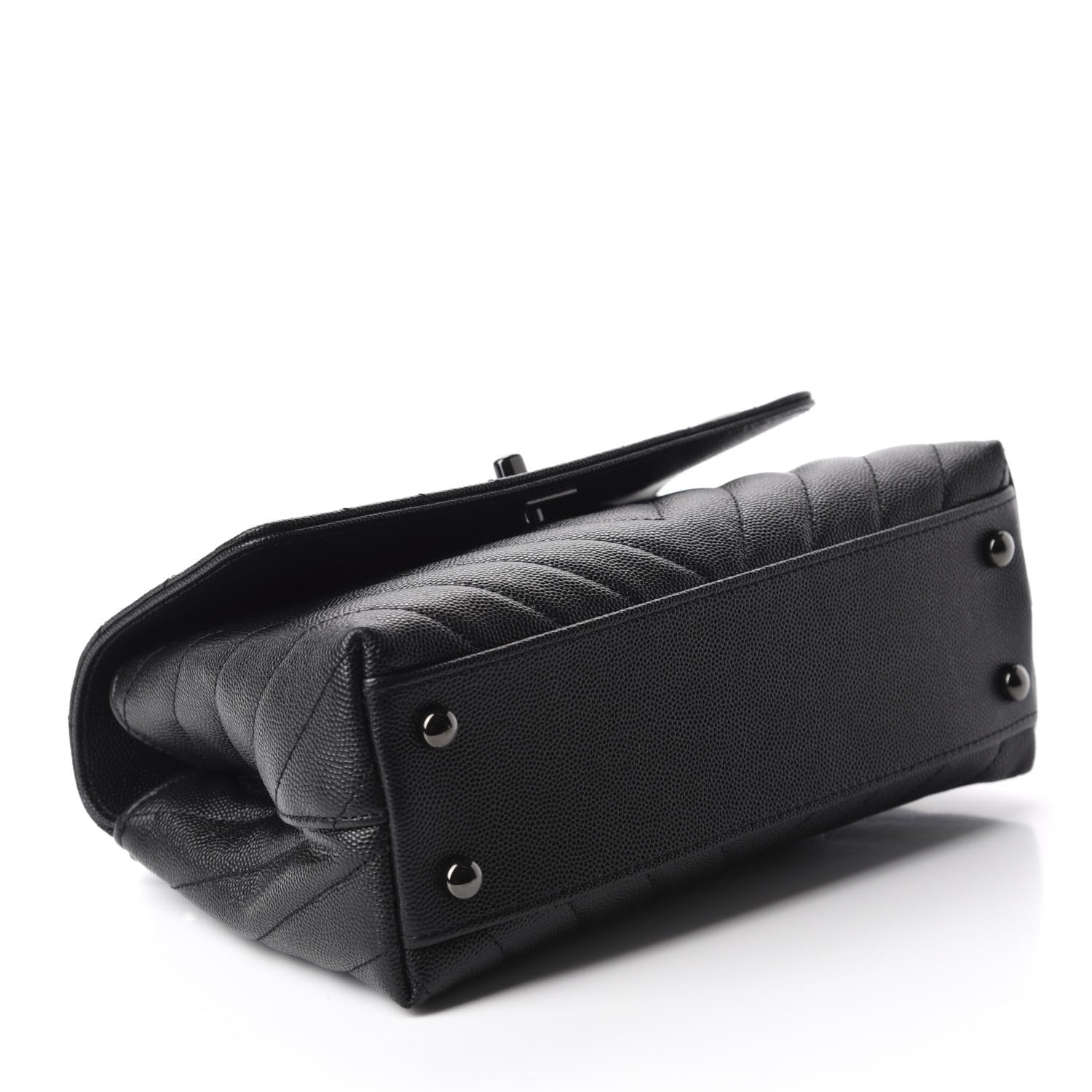 Chanel Caviar Chevron Quilted Mini Coco Handle Flap So Black 4 of 11