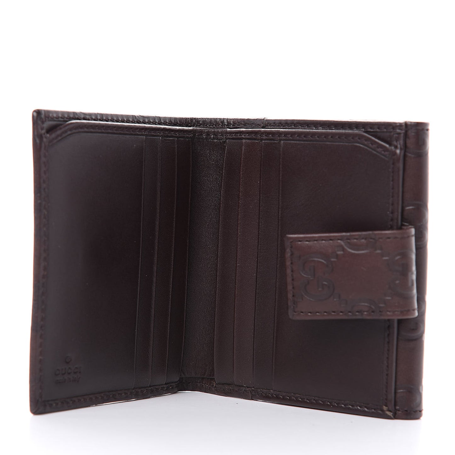 Guccissima Metal Bar French Flap Wallet Dark Chocolate