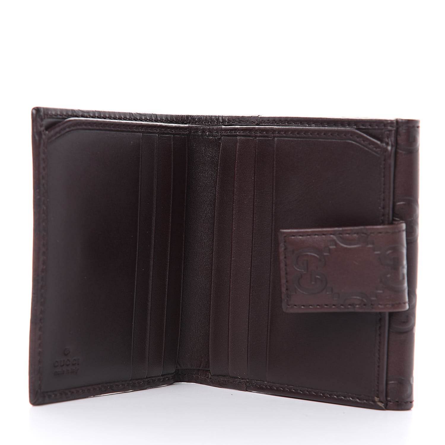 Gucci Guccissima Metal Bar French Flap Wallet Dark Chocolate 5 of 7