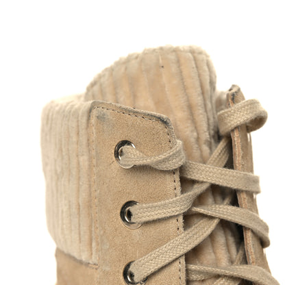 Chanel Suede Calfskin Velvet Quilted CC Combat Boots 41 Beige Black 8 of 9