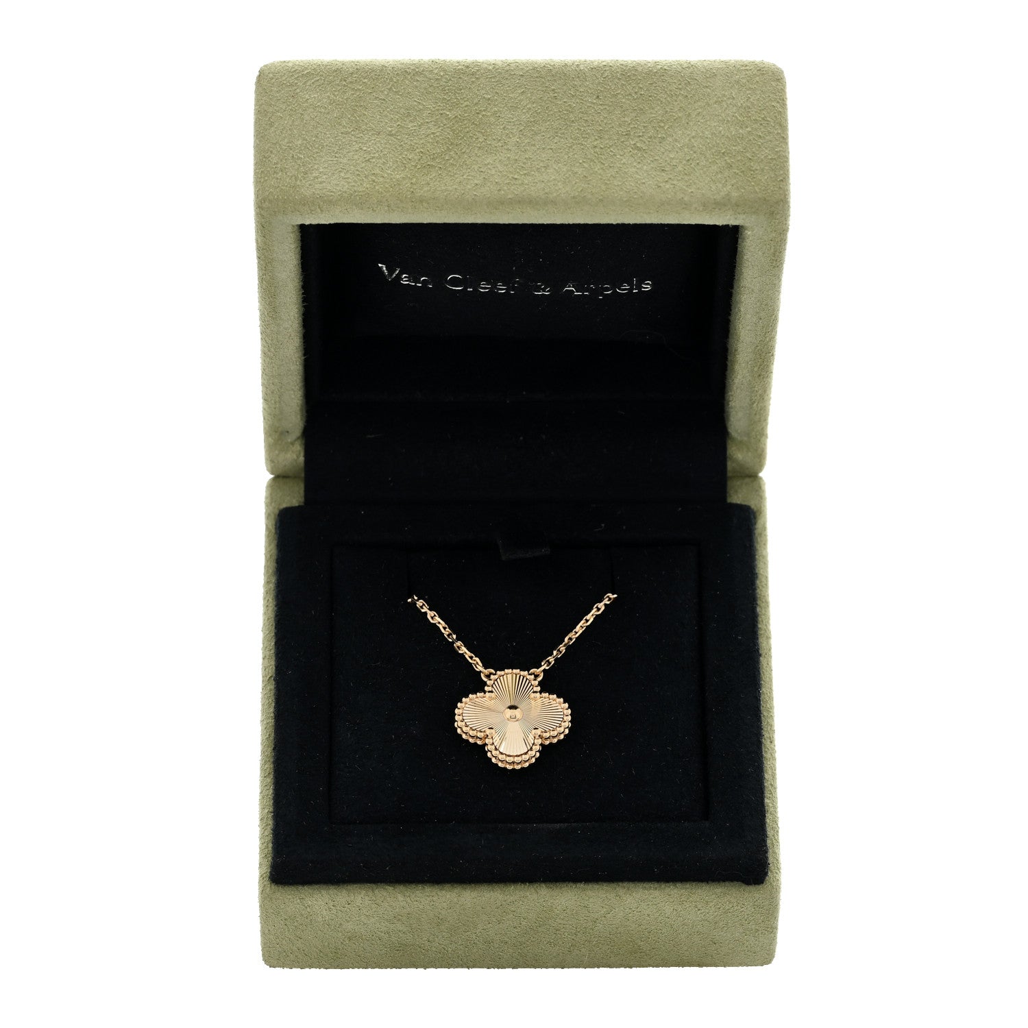 Van Cleef & Arpels 18K Yellow Gold Guilloche Vintage Alhambra Pendant Necklace 4 of 4