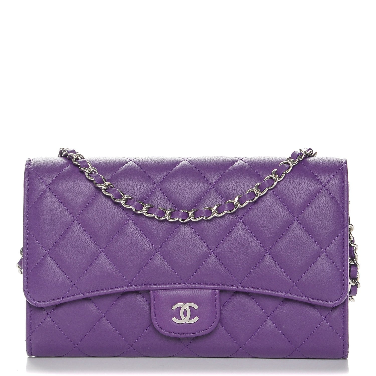 Chanel Lambskin Quilted Wallet on Removable Chain Purple 1 of 8