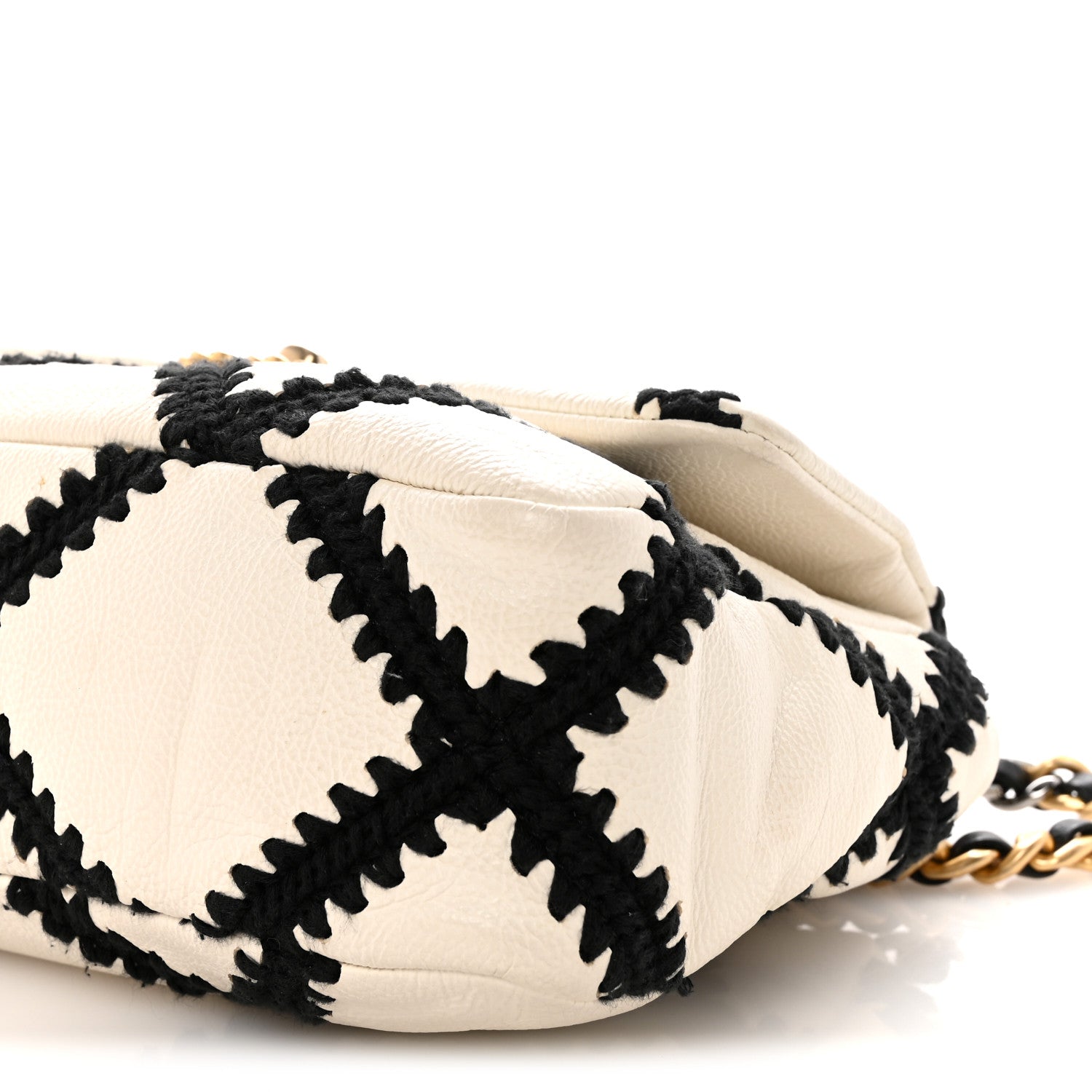 Chanel Calfskin Crochet Medium Chanel 19 Flap White Black 10 of 11