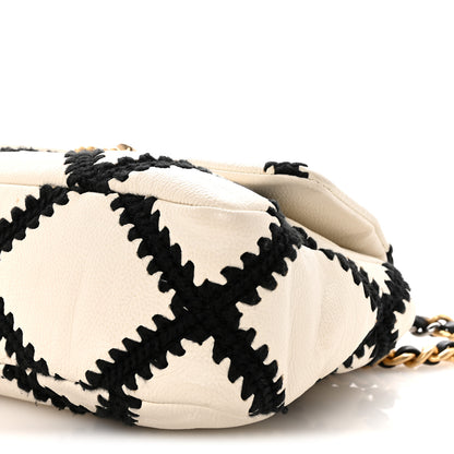 Chanel Calfskin Crochet Medium Chanel 19 Flap White Black 10 of 11