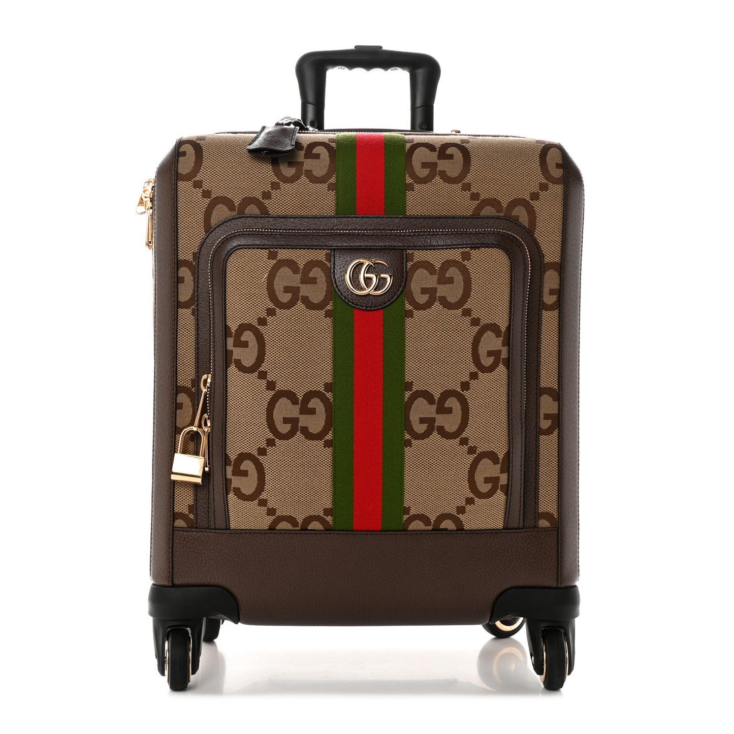 Monogram Jumbo GG Textured Dollar Calfskin Web Small Savoy Cabin Trolley Camel Ebony New Acero