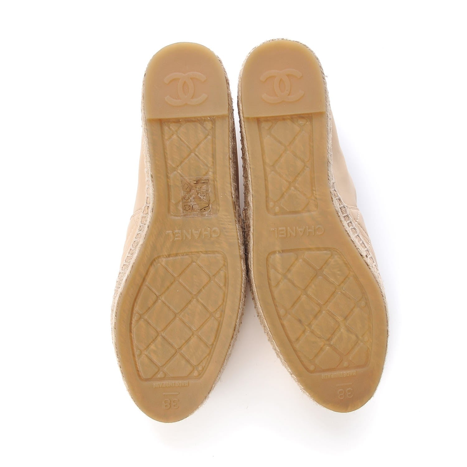 Chanel Lambskin Quilted CC Espadrilles 38 Beige 6 of 11
