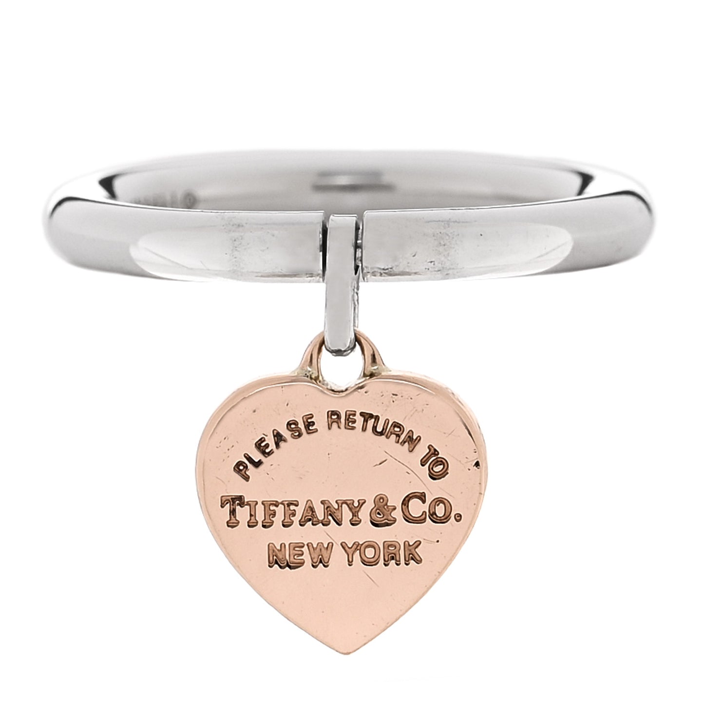 Sterling Silver Rubedo Return to Tiffany Heart Charm Ring 50 5.5