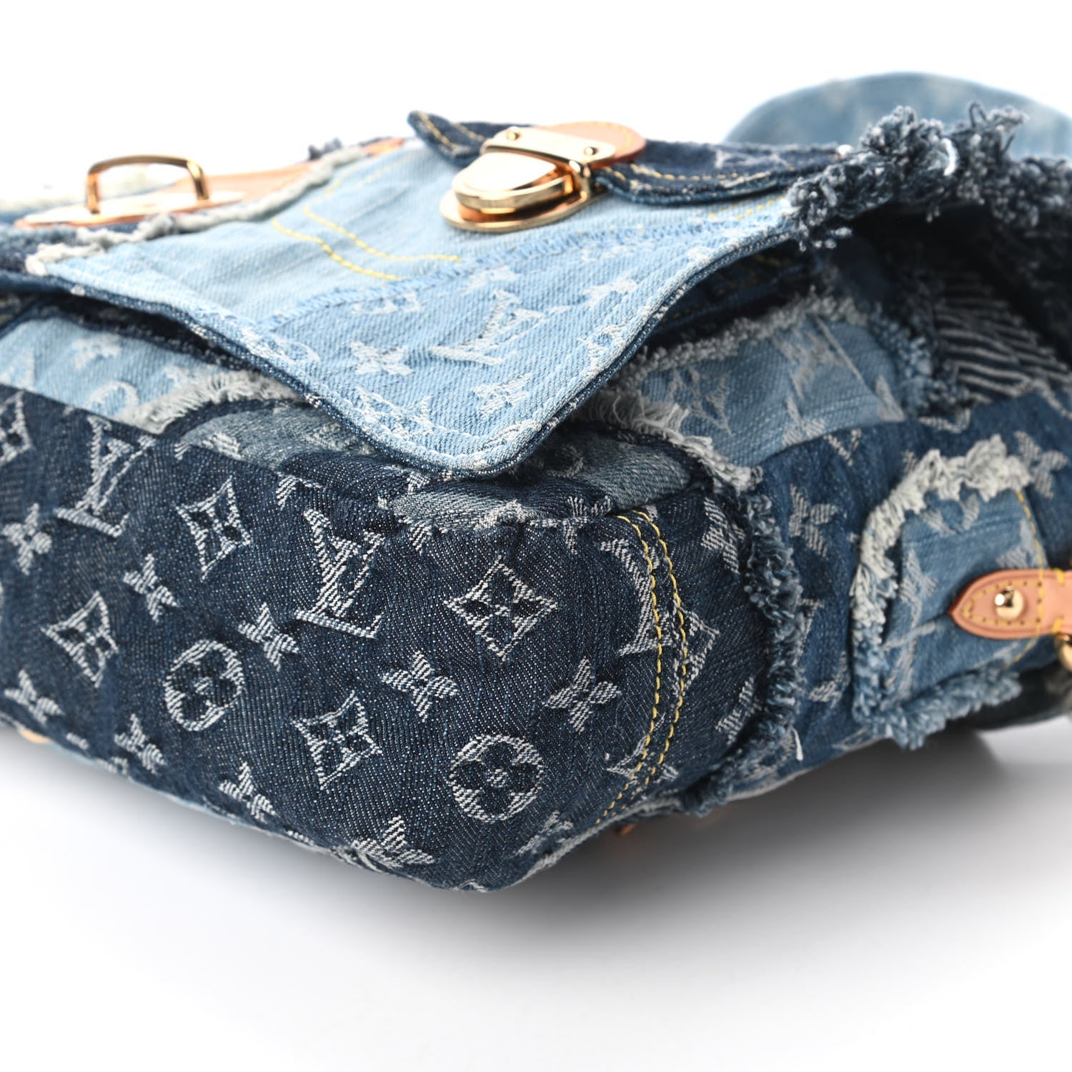 Louis Vuitton Denim Patchwork Posty Messenger Bag Blue 7 of 10