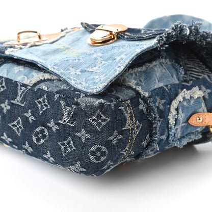 Louis Vuitton Denim Patchwork Posty Messenger Bag Blue 7 of 10