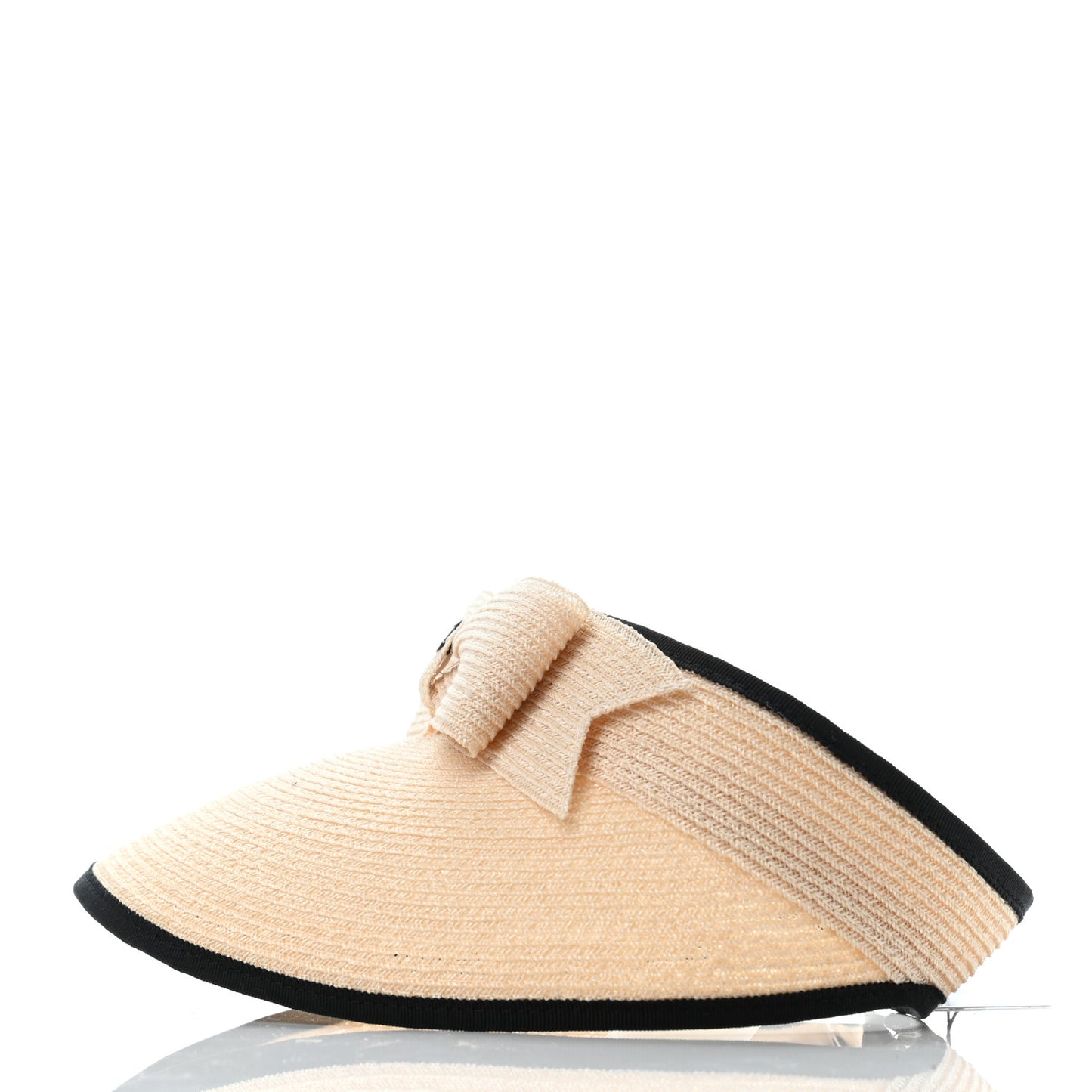 Straw Grosgrain Visor M Beige Black