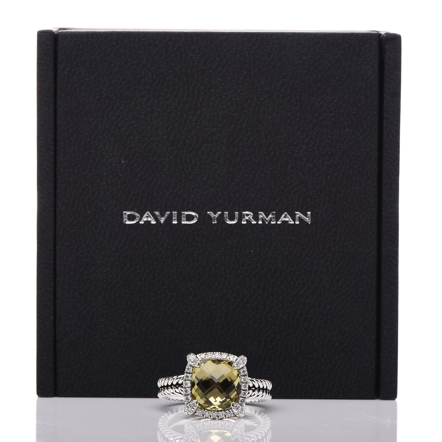 David Yurman Sterling Silver Diamond Lemon Citrine 9mm Chatelaine Pave Bezel Ring 51 5.75 6 of 6
