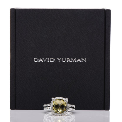 David Yurman Sterling Silver Diamond Lemon Citrine 9mm Chatelaine Pave Bezel Ring 51 5.75 6 of 6