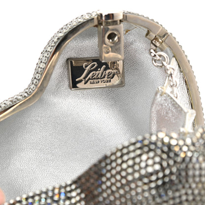 Judith Leiber Crystal Heart Minaudiere Clutch Silver 5 of 7