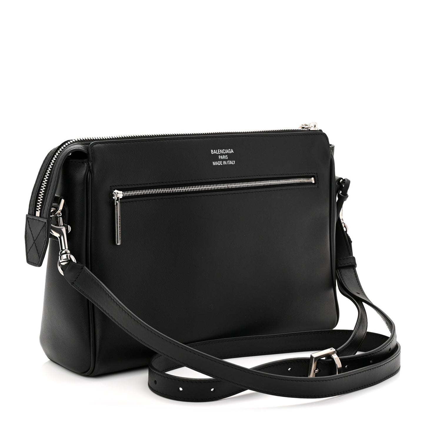 Smooth Calfskin Mens Small Bel Air Messenger Black