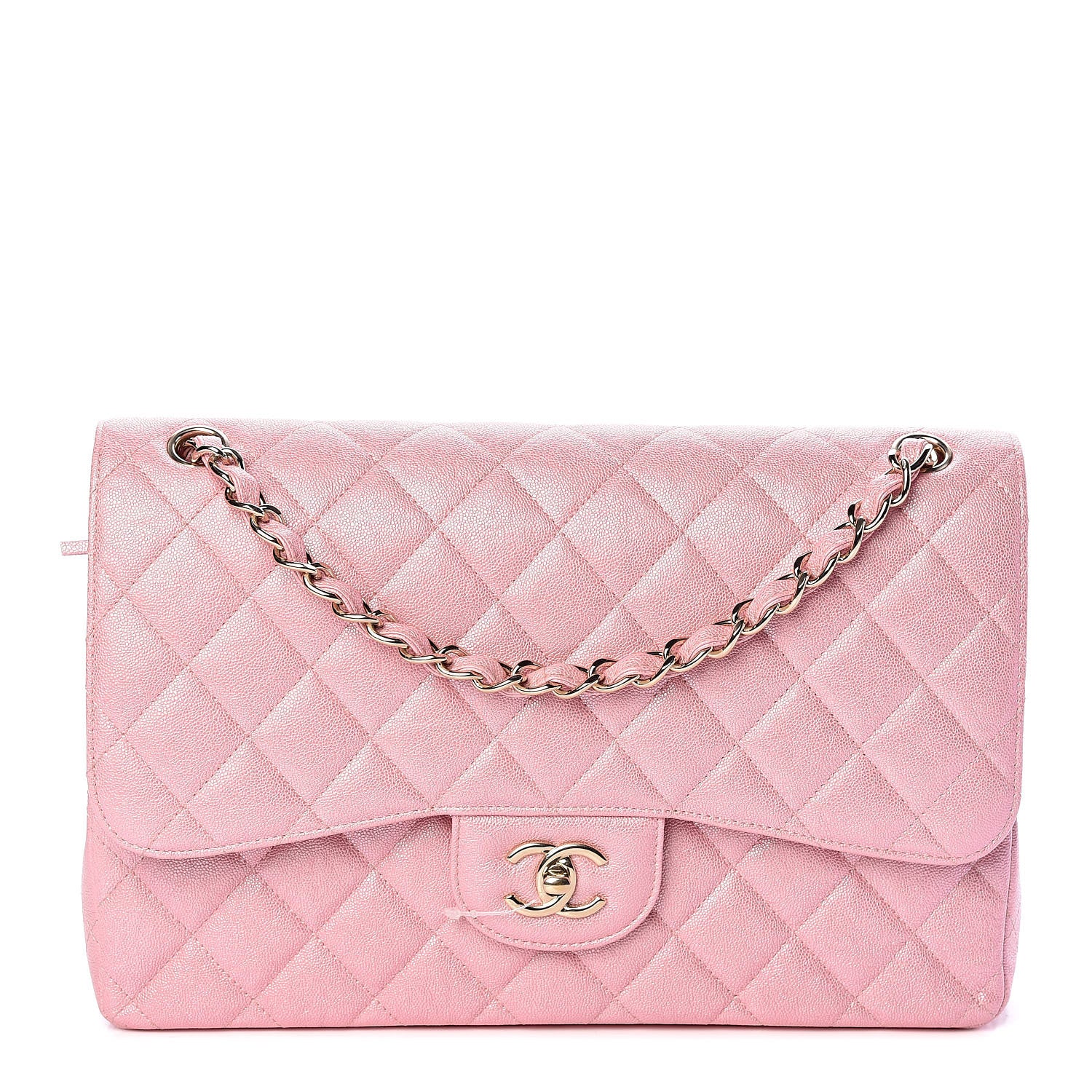 Chanel Iridescent Caviar Quilted Jumbo Double Flap Rose Pink 1 of 11