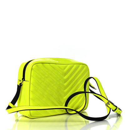 Saint Laurent Patent Calfskin Matelasse Monogram Lou Camera Bag Neon Yellow 3 of 10